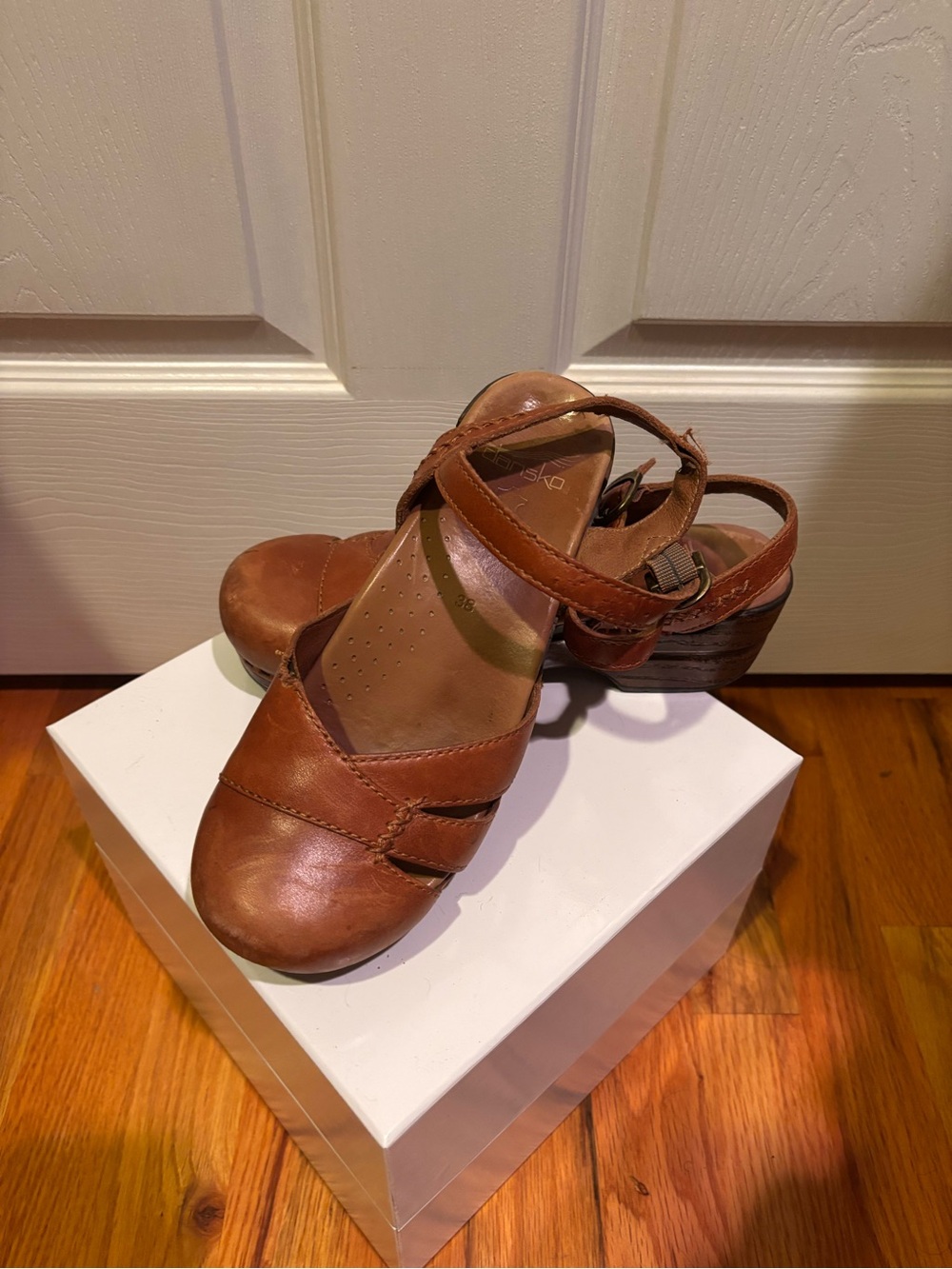 Dansko Brown Leather Slingback Clogs